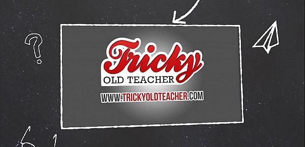  Tricky Old Teacher - Babe comes to study but gets a double fuck